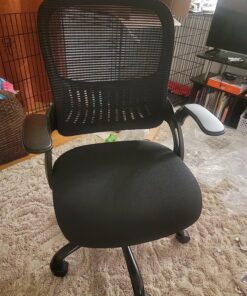 Sweetcrispy Office Computer Desk Chair, Ergonomic Mid-Back Mesh Rolling Work Swivel Task Chairs with Wheels, Comfortable Lumbar Support, Comfy Flip-up Arms for Home, Bedroom, Study, Student, Black 1 Chair 34 91U9KAEQhxL