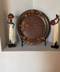 Deco 79 Polystone Woman Standing African Sculpture with Red Water Pots and Black Base, Set of 2 16"H, 4"W, Cream 35 91U9mTlAP2L