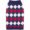 Blueberry Pet Chic Argyle All Over Dog Sweater in Navy Blue, Back Length 20", Pack of 1 Clothes for Dogs 20 inch (Pack of 1) Argyle Navy Blue 27 91U9rjrdLbL