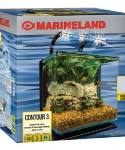MarineLand Contour Glass Aquarium Kit with Rail Light 3-gallon 35 91UBrlLJ9fL