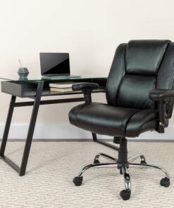 Flash Furniture HERCULES Series Big & Tall 400 lb. Rated Black LeatherSoft Ergonomic Task Office Chair with Chrome Base and Adjustable Arms 1 23 91ULPdb7LPL