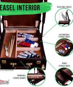 U.S. Art Supply Coronado Black Cherry Easel, Large Adjustable Wooden French Style Field and Studio Sketchbox Tripod Easel with Drawer, Artist Wood Palette, Premium Beechwood, Painting, Sketching Stand 22 91UO2uH8AFL