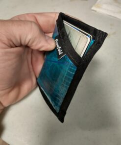 Flowfold Recycled Sailcloth Minimalist Card Holder Durable Slim Wallet Front Pocket Wallet, Card Holder Wallet Made in USA Cyan Sailcloth 15 91UQmQM9xNL