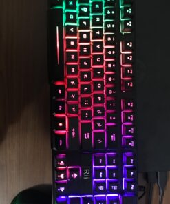 Rii RK100+ Multiple Color Rainbow LED Backlit Large Size USB Wired Mechanical Feeling Multimedia PC Gaming Keyboard,Office Keyboard for Working or Primer Gaming,Office Device RK100+ Rainbow LED Backlit 34 91UbMKnrlRL
