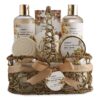 Home Spa Gift Basket - Honey & Almond Scent - Luxury Bath & Body Set For Women and Men With Shower Gel, Bubble Bath, Body Lotion, Bath Salt, Bath Bomb, Bath Puff & Handmade Weaved Basket 40 91UbPqgGcTL