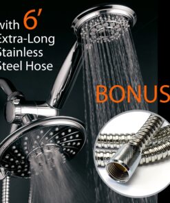 HotelSpa 30 Setting 6" Rainfall Shower Head and Handheld Shower Dual 3-Way Shower Combo with Extra Long Premium 6 ft Stainless Steel Shower-Hose Chrome with 6 ft Hose 17 91Ui34KWh9L