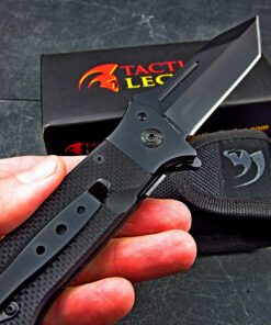 Tough Heavy Duty Everyday Carry Tanto Blade Ball Bearing Flipper Folding Pocket Knife with Sheath Black G10 - Black Tanto Blade 23 91UmFHtDNML