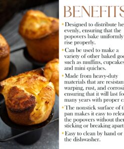 Epica Bellemain Popover Pan for Baking Nonstick Premium Materials, Great for Yorkshire Puddings, Frittatas, Muffins, Quiches, Pudding Cakes, and More 22 91UuFxPMwML