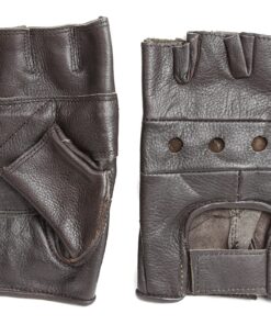 Alternative view of Dark Brown First Manufacturing Lightweight Thick Leather Fingerless Gloves Medium
