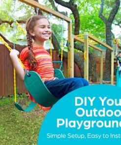 Jungle Gym Kingdom Swings for Outdoor Swing Set - Pack of 2 Swing Seat Replacement Kits with Heavy Duty Chains - Backyard Swingset Playground Accessories for Kids (Green) Green, 2 Pack Standard 25 91UwOcKF9gL 1