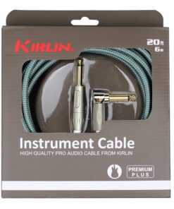 Kirlin Cable IWB-202PFGL-20/OL -20 feet- Straight to Right Angle 1/4-Inch Plug Premium Plus Instrument Cable, Olive Green Tweed Woven Jacket 20 feet 7 91V 84nVmcL