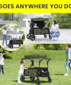 Jeep Deluxe Wrangler Stroller Wagon with Cooler Bag and Parent Organizer by Delta Children, Black/Green 30 91V1AnzYEWL