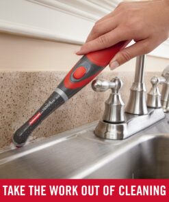 Rubbermaid Reveal Cordless Battery Power Scrubber, Gray/Red, Multi-Purpose Scrub Brush Cleaner for Grout/Tile/Bathroom/Shower/Bathtub, Water Resistant, Lightweight, Ergonomic Grip (1839685) 44 91V482Wd9L