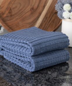 Ritz Royale Collection 100% Combed Terry Cotton, Highly Absorbent, Oversized Kitchen Towel Set, 28" x 18", 2-Pack, Solid, Federal Blue Solid, 2-Pack 11 91VBpAHyL
