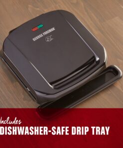 George Foreman 4-Serving Removable Plate Electric Grill and Panini Press, George Tough Non-Stick Coating, Drip Tray Catches Grease, Black 27 91VGFDlUNnL