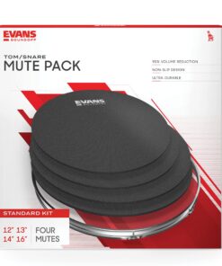 Evans SoundOff by Evans Drum Mute Pak (4pc) – Provides 95% Volume Reduction Without Drastically Altering Drums’ Feel – Quietly Practice Directly on Drum Sets – For Standard-Sized Kits 12, 13, 14 (Snare), 16 Standard Pack 12 91VGhkqPlDL