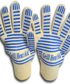 Heat Resistant Gloves, 932°F EN407 Certified. Thick but Light-Weight, Flexible for Oven and BBQ, 2 Blue Gloves, One Size 22 91VKNkj7rNL
