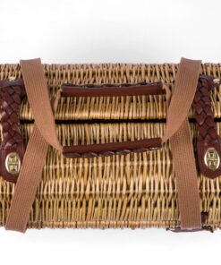 PICNIC TIME - Verona Wine & Cheese Picnic Basket - Wicker Wine Tote - Wine Basket with Picnic Set, (Adeline Collection - Deep Purple with Coral Pattern) Adeline Collection 24 91VLmpTEJpL