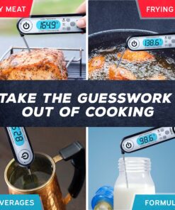 Kizen IP100 Digital Meat Thermometer - Instant Read Waterproof Food Thermometers with Bottle Opener for Kitchen, Outdoor Cooking & Grilling - Black, Lcd 14 91VMVhR3rtL