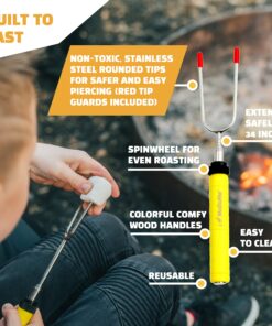 MalloMe Marshmallow Roasting Sticks Smores Kit - Marshmallows Smores Sticks for Fire Pit Long - Camping Campfire Accessories S'mores Gift Set- Smore Hot Dog Roaster Marshmello Skewers - 34 Inch 5 Pack Set of 5 25 91VMeTUOgLL