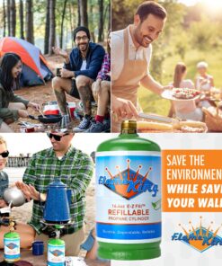 Flame King Refillable 1LB Empty Propane Cylinder Tank - Reusable - Safe and Legal Refill Option - DOT Compliant - 16.4 oz, Green Green Tank 14 91VVO72xEXL 1