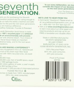 Seventh Generation, Facial Tissue Cube 2-ply 85 count roll 85 Count (Pack of 1) 10 91VWkZLtSgL