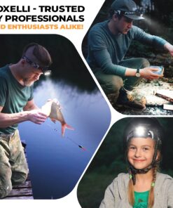 Foxelli Rechargeable Headlamp Flashlight - Super Bright LED Head Lamp for Running, Camping, Hiking & Work, Lightweight Comfortable Head Light for Adults and Kids Black 24 91VYZ7DkrLL