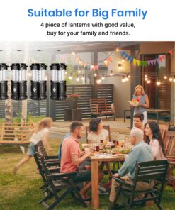 Etekcity Camping Lantern for Emergency Light Hurricane Supplies, Accessories Gear Tent Lights, Lanterns Battery Powered LED for Power Outages, Survival Kits, Operated Lamp, 4 Pack,Black 29 91VZimvW96L