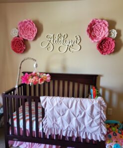 Pink Crib Skirt Pleated with White Lovely Pompoms, Bedding Dust Ruffle for Baby Girls, 14" Drop, Fit All Standard Crib Bed, Fade Resistant Crib Bed Skirt Machine Wash Tassel Pink 25 91VcBpZW2BL