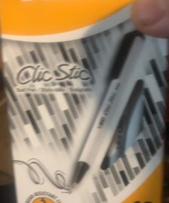 BIC Clic Stic Black Retractable Ballpoint Pens, Medium Point (1.0mm), 12-Count Pack, Round Barrel Design for Comfortable Writing 12 Count (Pack of 1) 15 91Vfd0Mm6iL