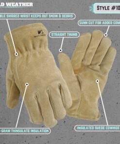 Leather Winter Work Gloves, 100-gram Thinsulate Insulation, Split Cowhide, Large (Wells Lamont 1063L),Pecan brown 8 91VhaotF9WL