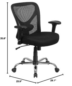 Flash Furniture Big & Tall Office Chair | Adjustable Height Mesh Swivel Office Chair with Wheels Black 27 91VlVJSq04L