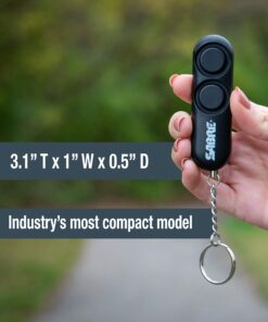 SABRE Personal Alarm With Key Ring, 120dB Alarm, Audible Up To 1,280 Feet (390 Meters), Simple Operation, Reusable, Black Black Personal Alarm 11 91Vrrd44Y3L