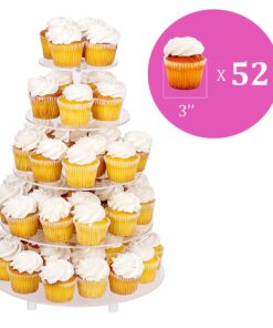 Jusalpha Large 5-Tier Acrylic Round Wedding Cake Stand/Cupcake Stand Tower/Dessert Stand/Pastry Serving Platter/Food Display Stand (5RF) Large 5 Tier with Base 23 91VzgDF4RAL