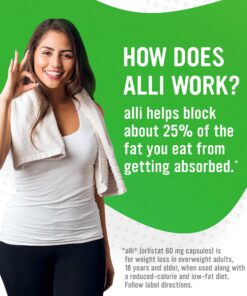 alli Weight Loss Diet Pills, Orlistat 60 mg Capsules, Non Prescription Weight Loss Aid, 120 Count Refill Pack 21 91W3JM17nZL
