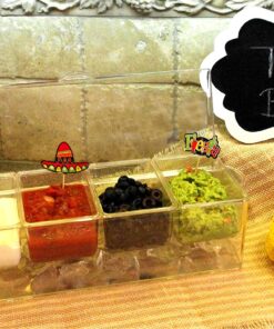 Oaklyn Large Clear Condiment Server Organizer on Ice with Containers and Lid – BPA-Free Serving Bar Compartments and Plastic Box Tray – Chilled Caddy Dispenser Set - Holds 80 oz Total 26 91WAa8cI7IL