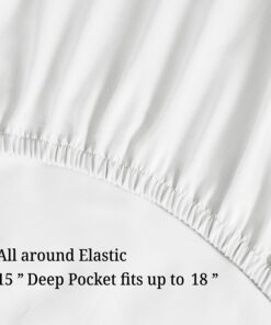 Superior Egyptian Cotton 300 Thread Count Bed Sheet Set, 1 Elastic Deep Pocket Fitted Sheet, 1 Flat Sheet, 1 Pillowcase, Soft Bedding, Luxury Sheets, Sateen Weave, Twin XL, White 16 91WBBX3Sl7L