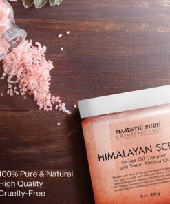 MAJESTIC PURE Himalayan Salt Body Scrub with Lychee Oil, Exfoliating Salt Scrub to Exfoliate & Moisturize Skin, Deep Cleansing - 10 oz 10 Fl Oz (Pack of 1) 25 91WBEq1r8yL