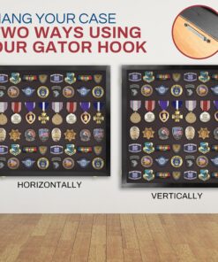 PENNZONI Large Medal Display Case - Award Display Case, Patches Display Cabinet Case, Acrylic Wall Display Case, Black w/ Black Felt 13 91WE5udHNjL