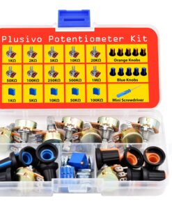 Potentiometer Kit 46 pcs B1K–B1M Ohm Linear Rotary Taper Potentiometer with WH148 Knobs, Multi-Turn Trimmer 3296 (1K-100K), Mini Screwdriver, Washers and Nuts, Potentiometer Kit from Plusivo 10 91WIPDohtyL