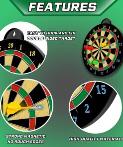 Magnetic Dart Board - 12pcs Magnetic Darts (Red Green Yellow) - Excellent Indoor Game and Party Games - Magnetic Dart Board Toys Gifts for 5 6 7 8 9 10 11 12 Year Old Boy Kids 20 91WKu YP4L