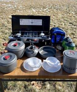 Bulin 24/13/11/8/4 PCS Camping Cookware Mess Kit Lightweight Backpacking Cooking Set Outdoor Cook Gear for Family Hiking, Picnic(Kettle, Pot, Frying Pan, Bowls, Plates, Spoon) 13 PCS 31 91WLB8emEWL