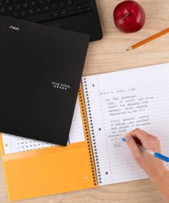 Five Star Spiral Notebook + Study App, 3 Pack, 3 Subject, College Ruled Paper, Fights Ink Bleed, Water Resistant Cover, 8-1/2" x 11", 150 Sheets, Black, White, Purple (820192) 14 91WMGInpPVL