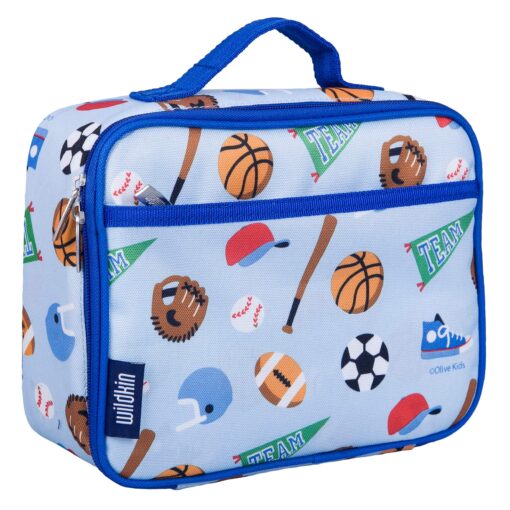 Wildkin Kids Insulated Lunch Box Bag for Boys & Girls, Reusable Kids Lunch Box is Perfect for Early Elementary Daycare School Travel, Ideal for Hot or Cold Snacks & Bento Boxes (Game On) Game On