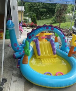 Intex Dinoland Inflatable Dinosaur Swimming Pool Kiddie Play Center with Water Slide, Dino Arch Water Sprayer, and Games for Ages 2 and Up, Multicolor 1 48 91WMiVskAcL