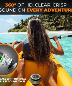 iFox Portable Bluetooth Shower Speaker, IPX7 Waterproof Outdoor Wireless Speaker, Built-in Mic, Carabiner, Beach, Camping, Hiking, Pool, Great Gift, Black/Gold 24 91WPFfI6nEL