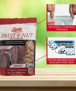 Lyric Fruit and Nut Wild Bird Seed - High Energy Wild Bird Food Mix - Attracts Woodpeckers, Chickadees & Other Songbirds - 5 lb bag 5.00 Pound (Pack of 1) 31 91WWfVjk4IL 1