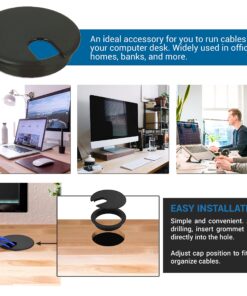 5 Pack Rok Hardware 3" (76mm) Black Round Computer Desk Table Port Wire Cable Cord Organizer Hole Cover Grommet, ROKRG3BLK 3" 5 20 91WfXCol2xS