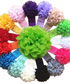 QandSweet Baby Girl's Headbands with Chiffon Lotus Flower Soft Nylon Headwraps for Take Pictures (Camellia Flower 15Pcs) Camellia Flower 15pcs 38 91Wmqp30uZL