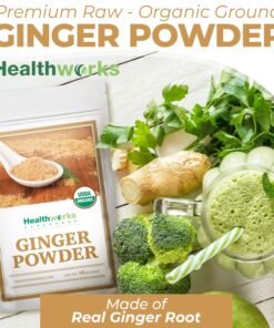 Healthworks Ginger Powder (16 Ounces / 1 Pound) | Ground | Raw | All-Natural & Certified Organic | Keto, Vegan | Great with Coffee, Tea & Juices | Superfood/Spice 16 Ounce (Pack of 1) 13 91WyZwMdYoL